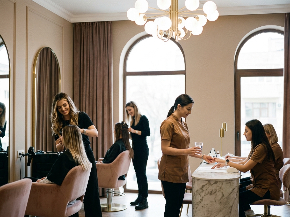 Colț din Jungle Salon – atmosferă tropicală și produse profesionale
